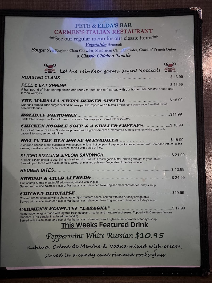Pete & Elda's Bar / Carmen's Pizzeria Menu - Image 2