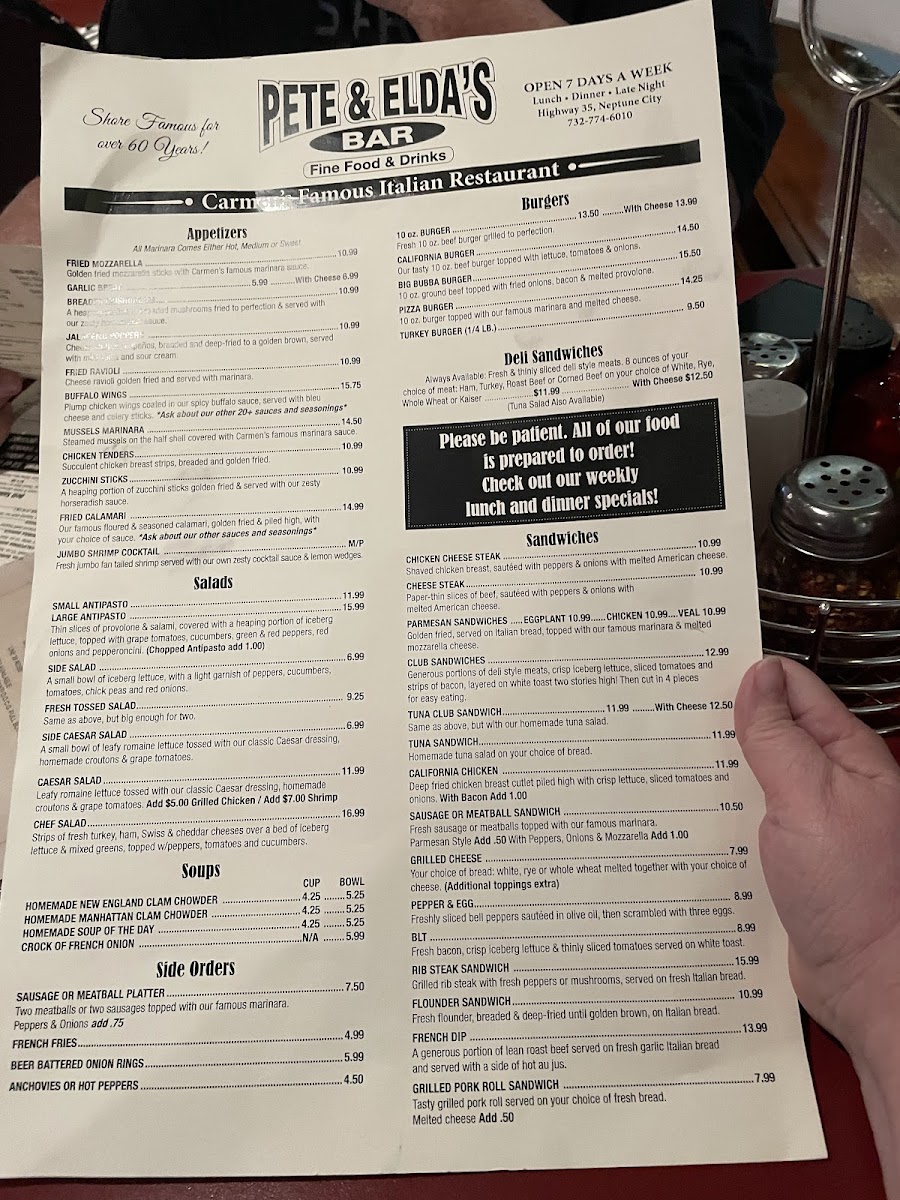 Pete & Elda's Bar / Carmen's Pizzeria Menu - Image 5